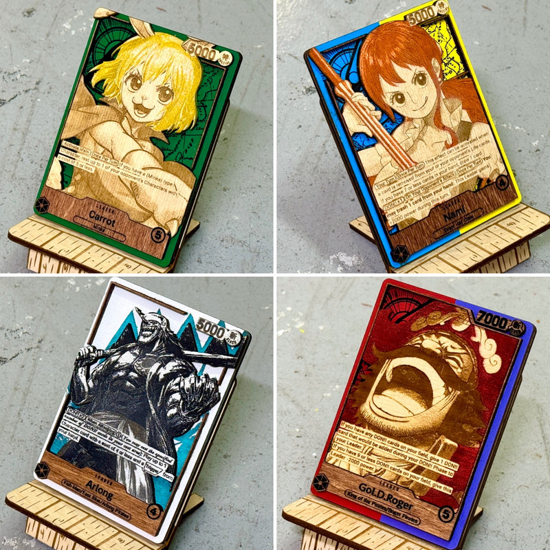 3D Wood One Piece Trading Card Replica Anime Laser Cut Multi-Layered Leader Collector Pirate Fan Art TCG Manga DON!! Gift