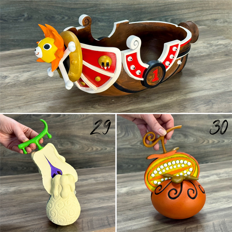 One Piece Devil Fruit Coasters & Thousand Sunny Fruit Bowl Decorative Akuma no Mi 3D Printed Figurines Prop Fan Art Replicas