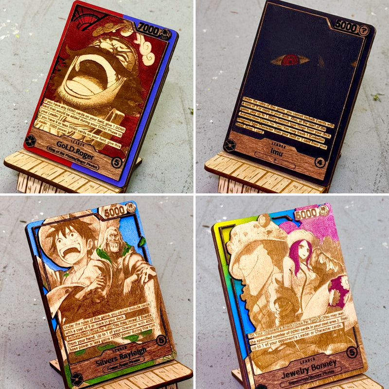 3D Wood One Piece Trading Card Replica Anime Laser Cut Multi-Layered Manga Rare Collector Pirate Fan Art TCG DON!! Gift