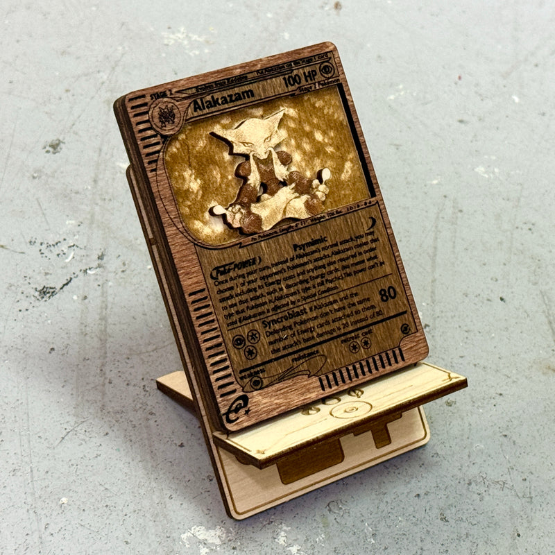 3D Wooden Pokemon Trading Card Replica Laser Cut Multi-Layered Collector Fan Art TCG