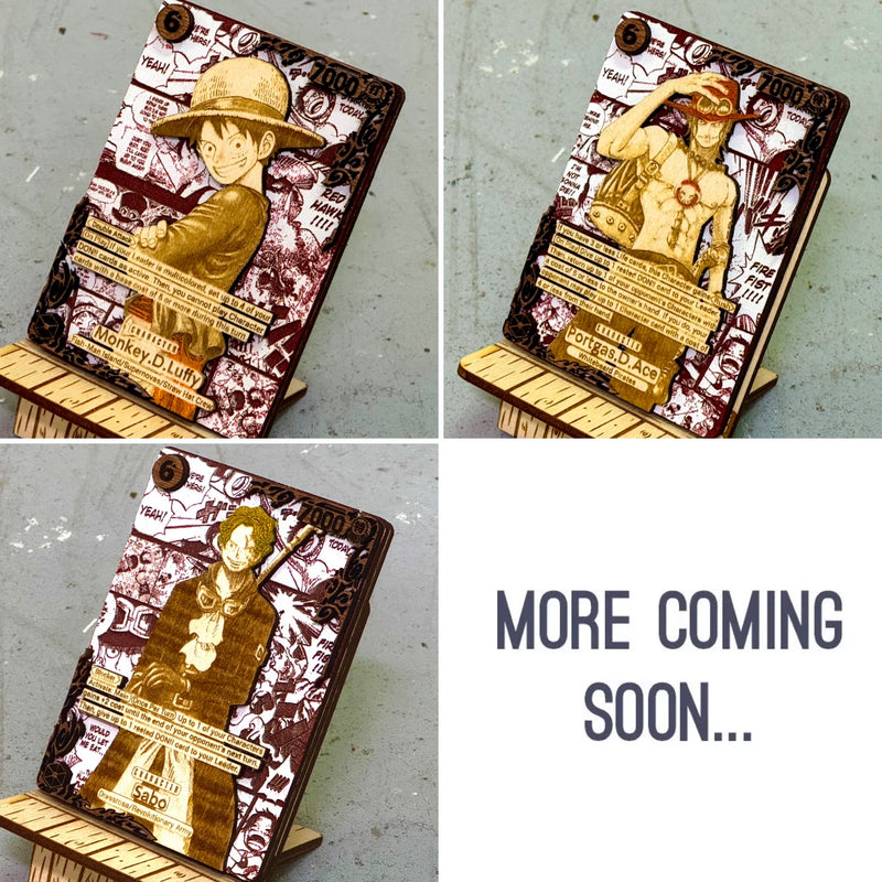 3D Wood One Piece Trading Card Replica Anime Laser Cut Multi-Layered Leader Collector Pirate Fan Art TCG Manga DON!! Gift