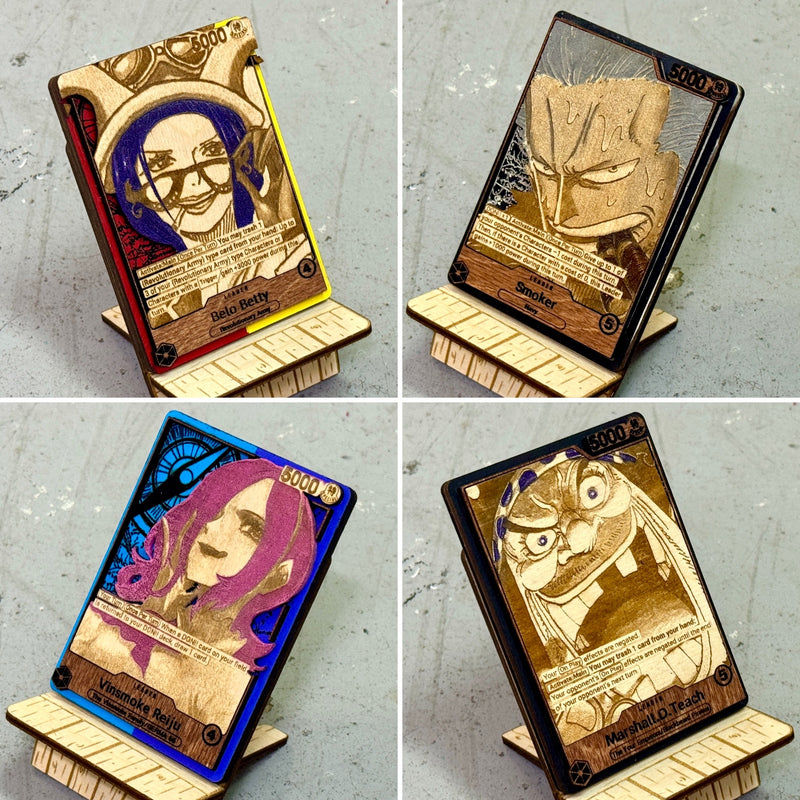 3D Wood One Piece Trading Card Replica Anime Laser Cut Multi-Layered Leader Collector Pirate Fan Art TCG Manga DON!! Gift