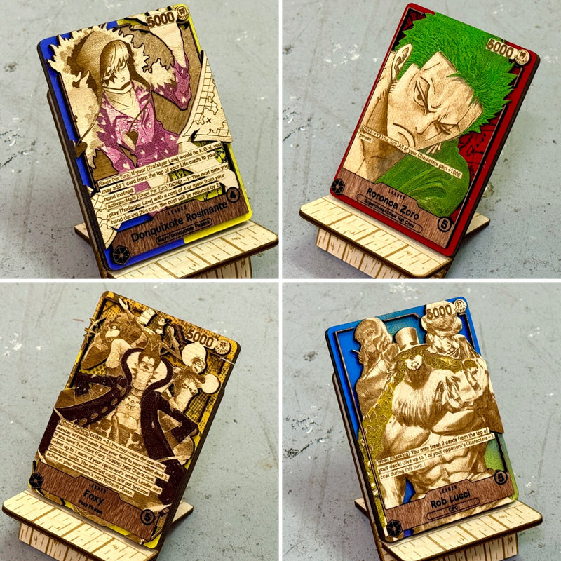 3D Wood One Piece Trading Card Replica Anime Laser Cut Multi-Layered Leader Collector Pirate Fan Art TCG Manga DON!! Gift