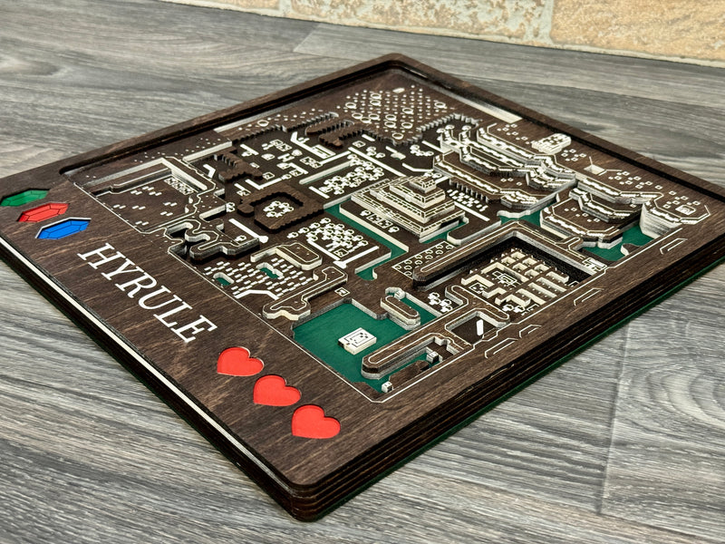 3D Dark World Hyrule Video Game Map Laser Cut Wood MultiLayer Custom Decor Nintendo Link Between Worlds Link to the Past Fan Art