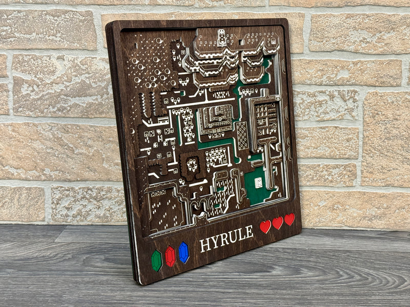 3D Dark World Hyrule Video Game Map Laser Cut Wood MultiLayer Custom Decor Nintendo Link Between Worlds Link to the Past Fan Art