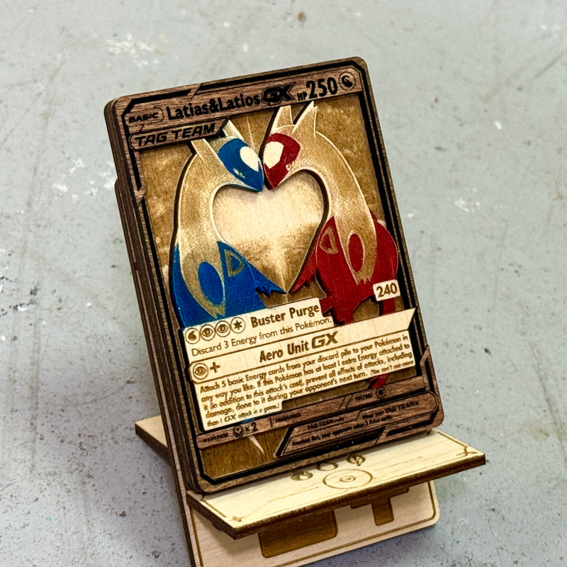 3D Wooden Pokemon Trading Card Replica Laser Cut Multi-Layered Collector Fan Art TCG