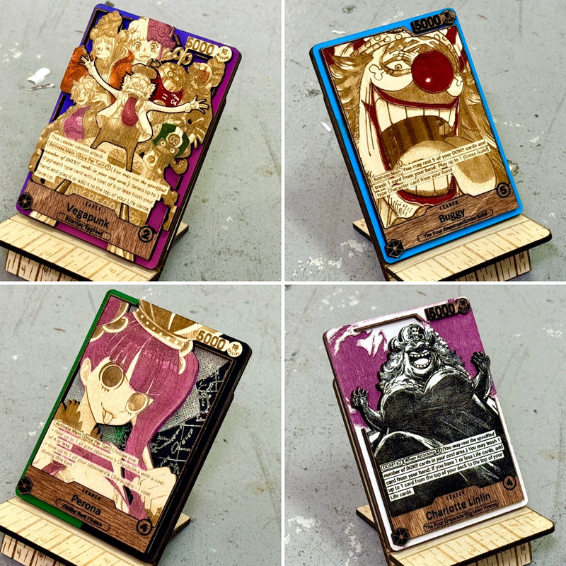 3D Wood One Piece Trading Card Replica Anime Laser Cut Multi-Layered Manga Rare Collector Pirate Fan Art TCG DON!! Gift