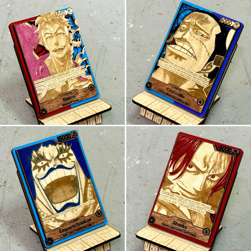 3D Wood One Piece Trading Card Replica Anime Laser Cut Multi-Layered Manga Rare Collector Pirate Fan Art TCG DON!! Gift