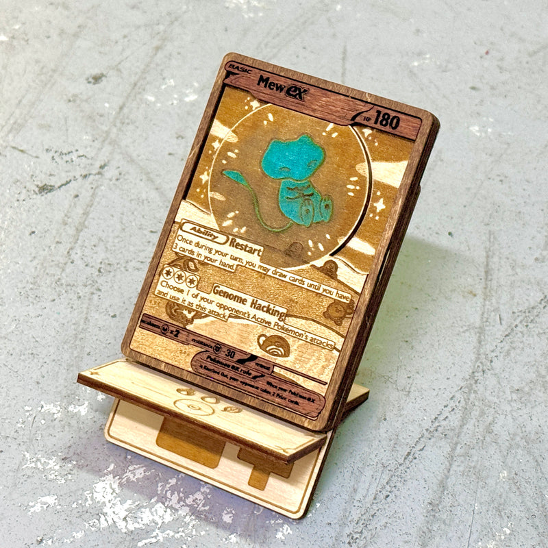 3D Wooden Pokemon Trading Card Replica Laser Cut Multi-Layered Collector Fan Art TCG