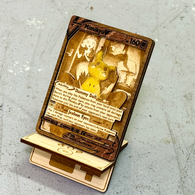 3D Wooden Pokemon Trading Card Replica Laser Cut Multi-Layered Collector Fan Art TCG