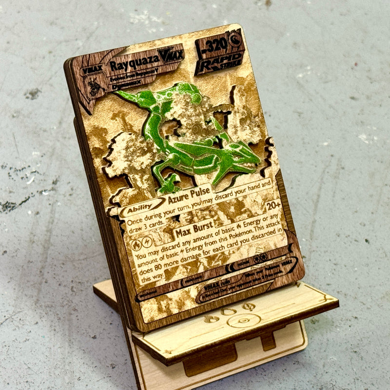 3D Wooden Pokemon Trading Card Replica Laser Cut Multi-Layered Collector Fan Art TCG