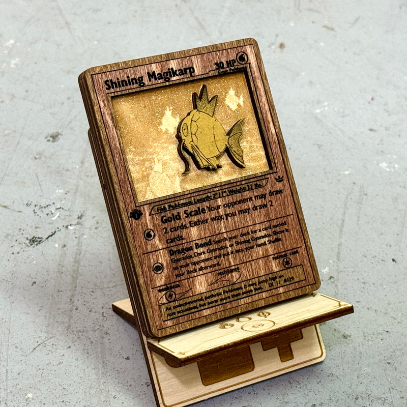 3D Wooden Pokemon Trading Card Replica Laser Cut Multi-Layered Collector Fan Art TCG