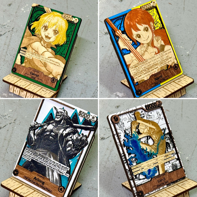3D Wood One Piece Trading Card Replica Anime Laser Cut Multi-Layered Leader Collector Pirate Fan Art TCG Manga DON!! Gift