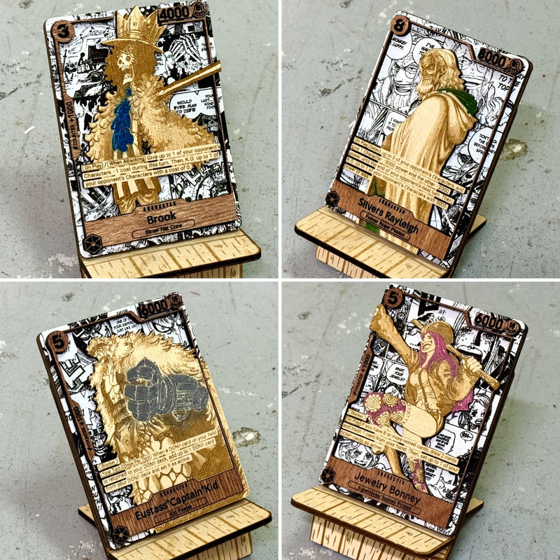 3D Wood One Piece Trading Card Replica Anime Laser Cut Multi-Layered Manga Rare Collector Pirate Fan Art TCG DON!! Gift