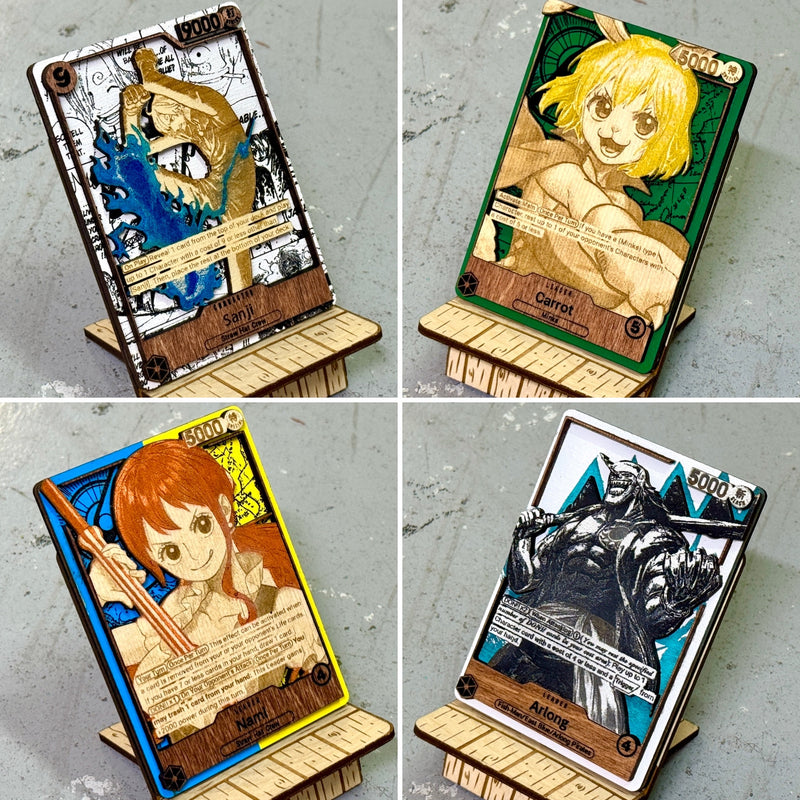 3D Wood One Piece Trading Card Replica Anime Laser Cut Multi-Layered Manga Rare Collector Pirate Fan Art TCG DON!! Gift