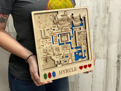 3D Hyrule Video Game Map Laser Cut Wood MultiLayer Custom Decor Nintendo Link Between Worlds Link to the Past Fan Art